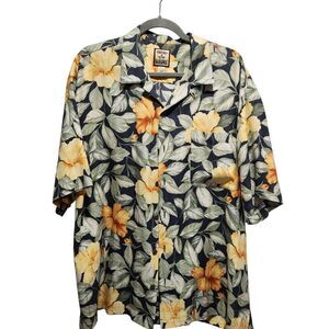 Tommy Bahama Hawaiian Shirt Mens SZ Large Silk Floral Vacation Tropical Summer